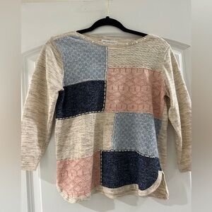 Alfred Dunner Colorblock Top Knit Pullover Sweater Petite Medium GrandmaCore